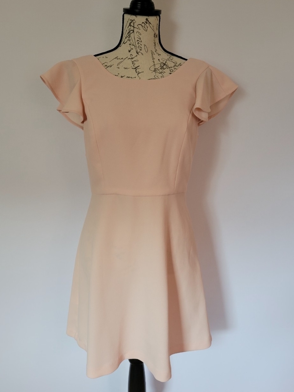 BCBGeneration Elegant Light Pink Flutter-Sleeve Dress